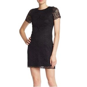 LAUNDRY Navy Lace Short Sleeve Dress